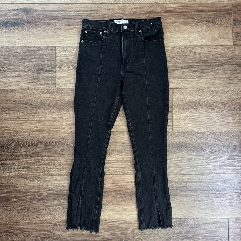 Abercrombie & Fitch The Skinny High Rise Straight-Leg Jeans, Raw Split Hem